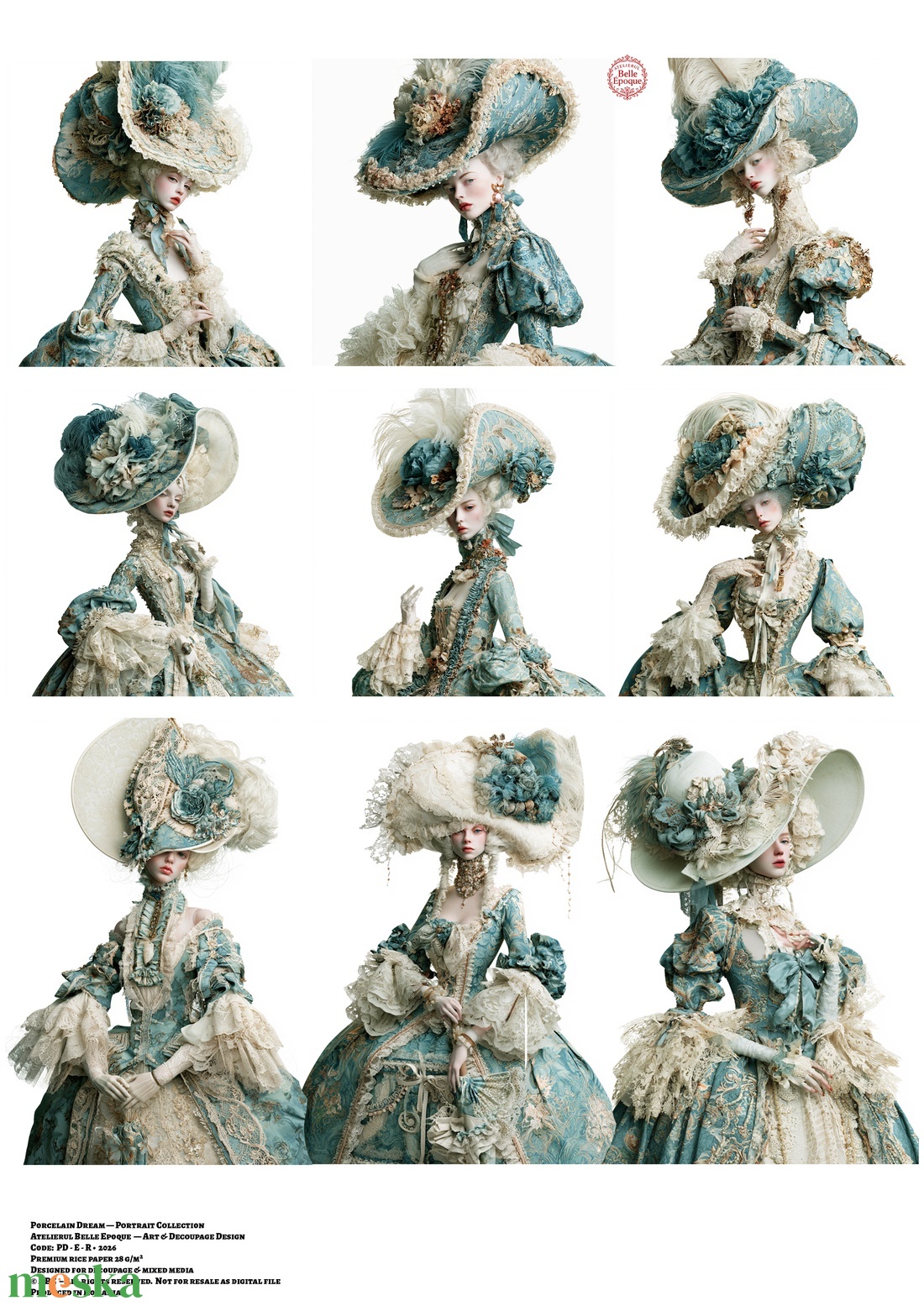 Porcelain Dream - Rice paper decoupage, Hartie de orez imprimata A4 - kellékek & szerszámok - papír - decoupage papír - Meska.hu