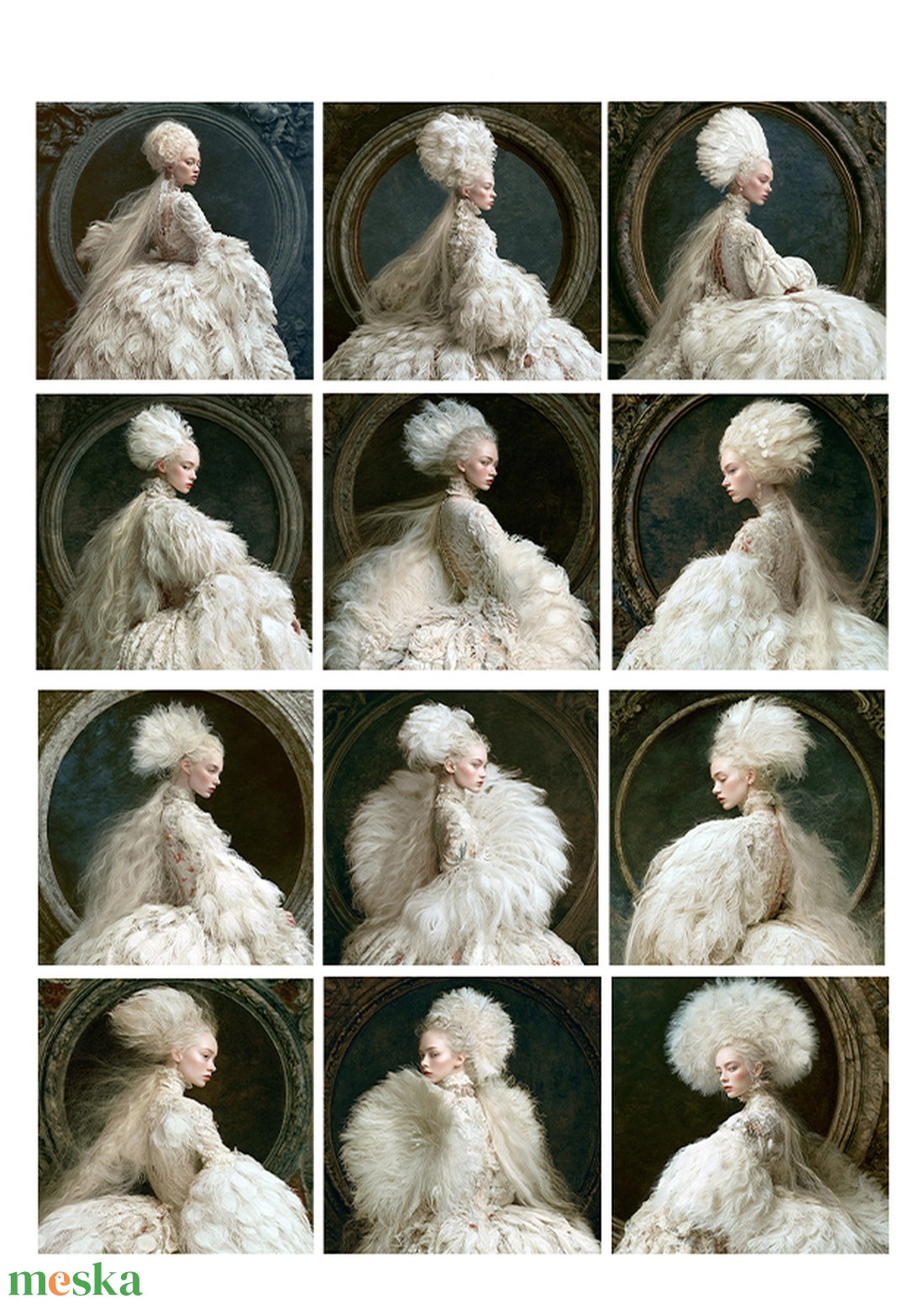 White Reverie (A) � Belle Époque női portré rizspapír, A4-es rizspapír - kellékek & szerszámok - papír - decoupage papír - Meska.hu