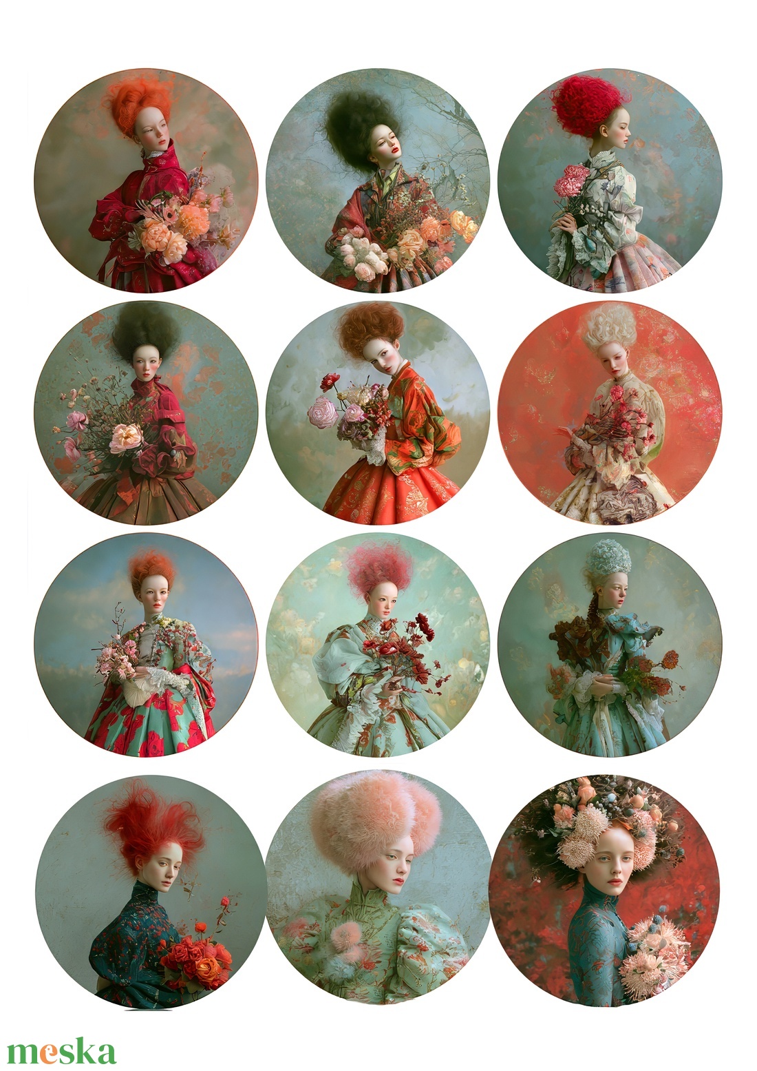 Portrék az Álmok Királyságából (B) � Rizspapír decoupage, nyomtatott A4-es rizspapír - kellékek & szerszámok - papír - decoupage papír - Meska.hu