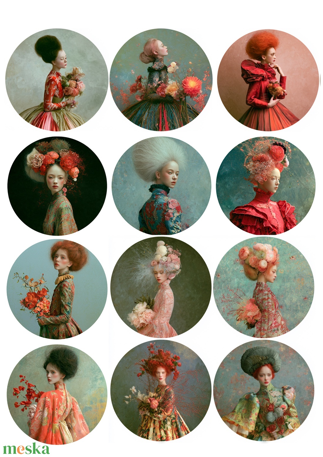Portrék az Álmok Királyságából (D) � vintage portrékkal nyomtatott rizspapír, A4-es decoupage rizspapír - kellékek & szerszámok - papír - decoupage papír - Meska.hu