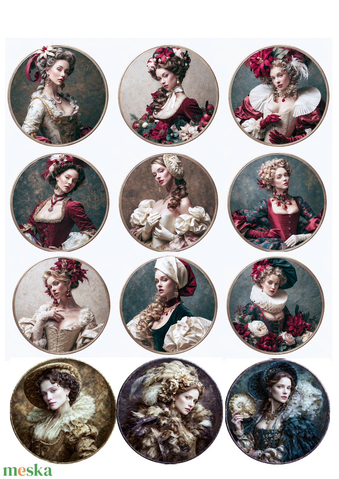 A4-es rizspapír Echoes from Royal Gardens (A, E) - fine art portrait rizspapír, A4-es dekupázs rizspapír - kellékek & szerszámok - papír - decoupage papír - Meska.hu