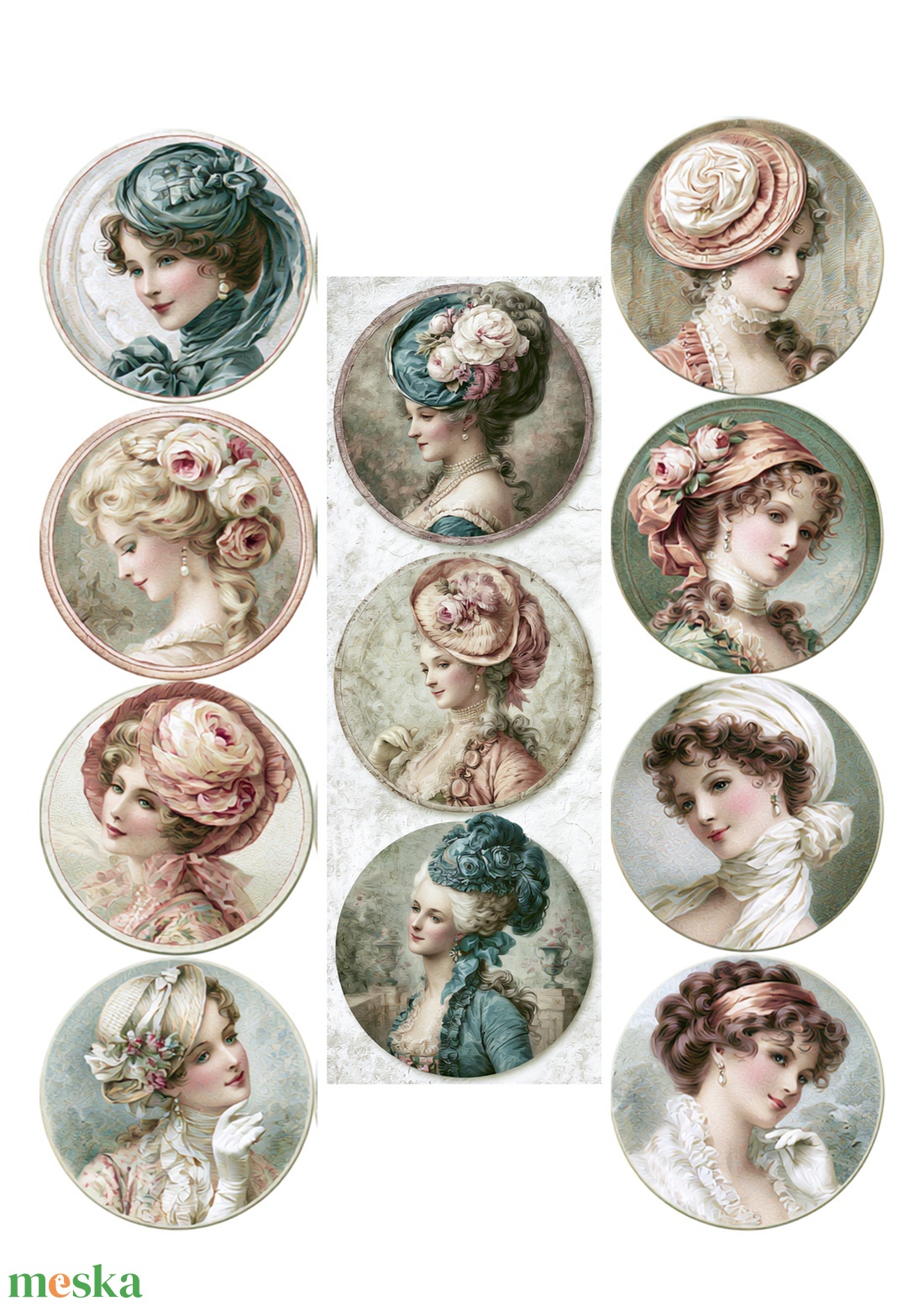 Portrete Aristocrate (A) � Rice paper decoupage with vintage portraits, Hârtie de orez A4 pentru decoupage - kellékek & szerszámok - papír - decoupage papír - Meska.hu