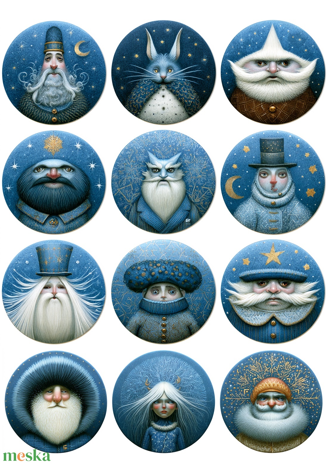 Blue Christmas (E) - Fantasy rice paper, Hartie de orez decoupage A4 - kellékek & szerszámok - papír - decoupage papír - Meska.hu