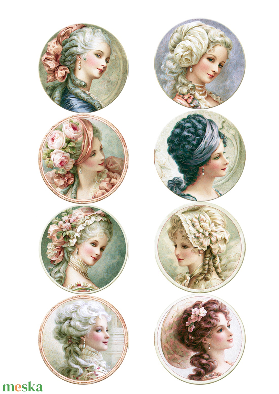 Portrete Aristocrate (E) � Hartie de orez cu portrete vintage, Hârtie de orez A4 pentru decoupage - kellékek & szerszámok - papír - decoupage papír - Meska.hu