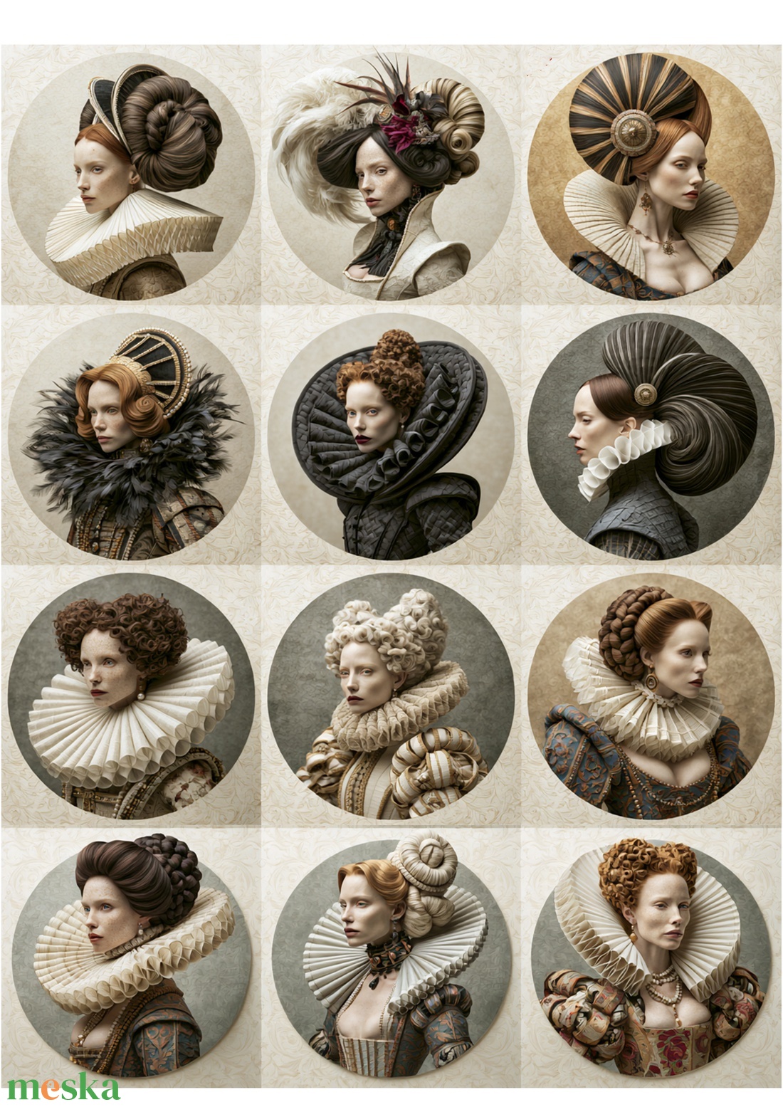 Portrete Belle Époque (F) � Hârtie de orez care înfățișează portrete Belle Époque, hârtie de orez pentru decoupage A4. - kellékek & szerszámok - papír - decoupage papír - Meska.hu