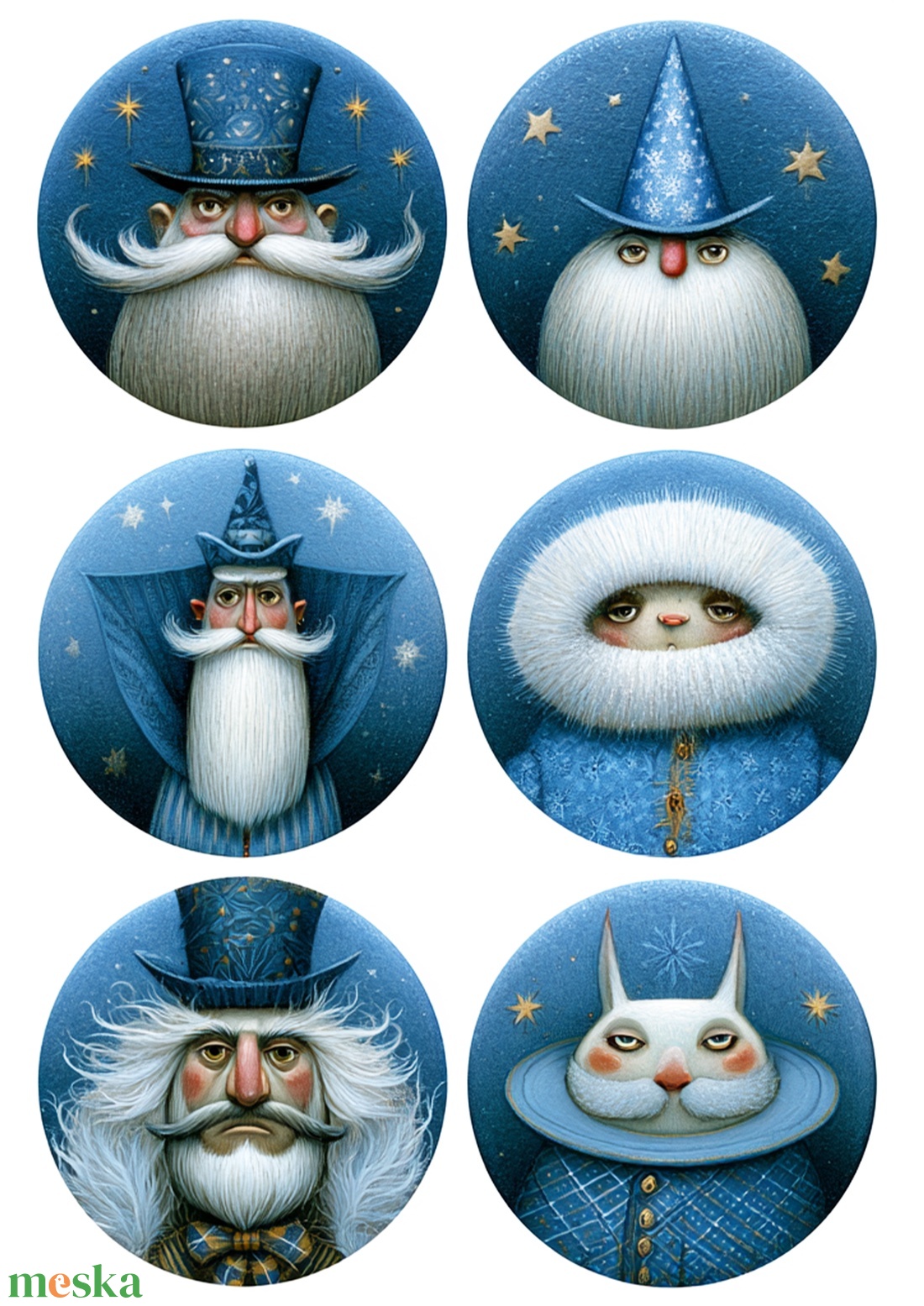 Blue Christmas (I) � Fantázia-rizspapír, művészi rizspapír, A4-es rizspapír dekupázshoz - kellékek & szerszámok - papír - decoupage papír - Meska.hu