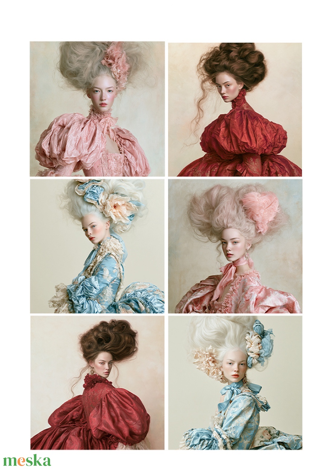 A4-es rizspapír Silk and Petals (C) - Belle Époque női portré rizspapír, A4-es rizspapír - kellékek & szerszámok - papír - decoupage papír - Meska.hu