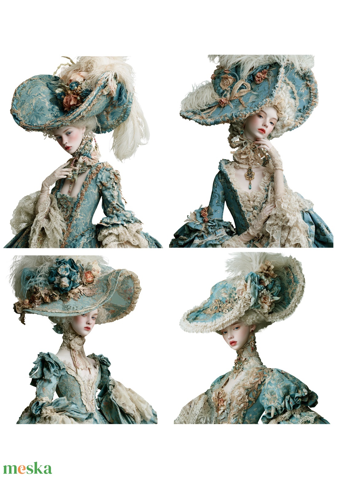 A4-es rizspapír Porcelain Dream (D) - Art Nouveau/Belle Époque porcelán baba portré rizspapír, A4-es rizspapír - kellékek & szerszámok - papír - decoupage papír - Meska.hu