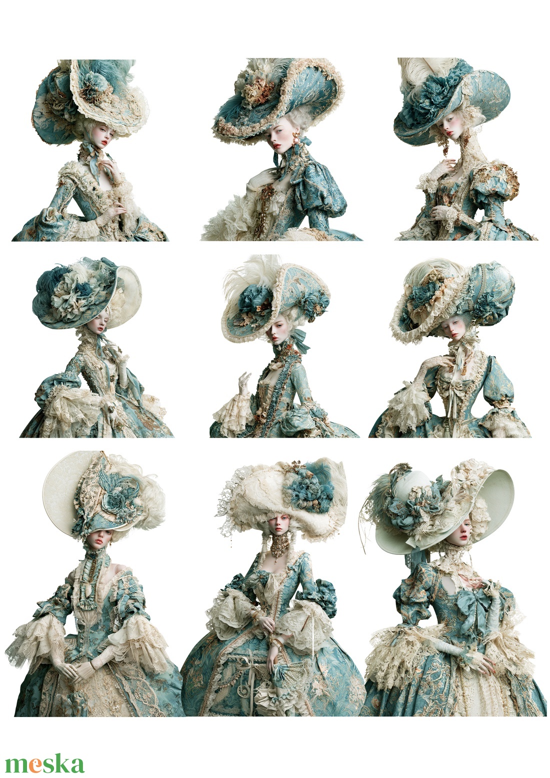 A4-es rizspapír Porcelain Dream (E) - Art Nouveau/Belle Époque porcelán baba portré rizspapír, A4-es rizspapír - kellékek & szerszámok - papír - decoupage papír - Meska.hu