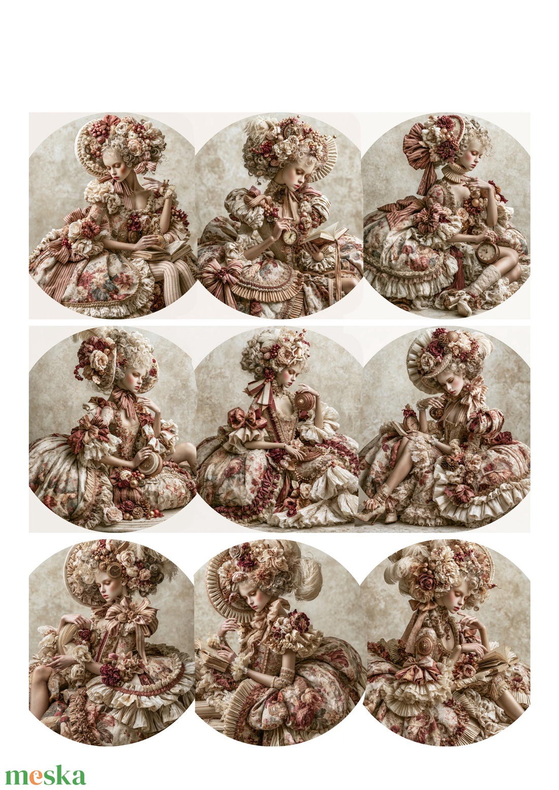 Porcelain Dream (C) - Art Nouveau/Belle Époque porcelán baba portré rizspapír, A4-es rizspapír - kellékek & szerszámok - papír - decoupage papír - Meska.hu