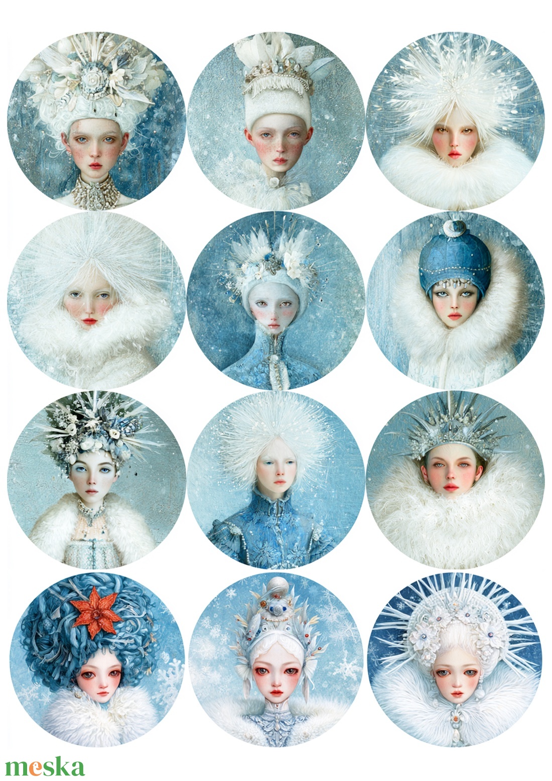 White Queens (A) � Fantázia-rizspapír, művészi rizspapír, A4-es rizspapír dekupázshoz - kellékek & szerszámok - papír - decoupage papír - Meska.hu