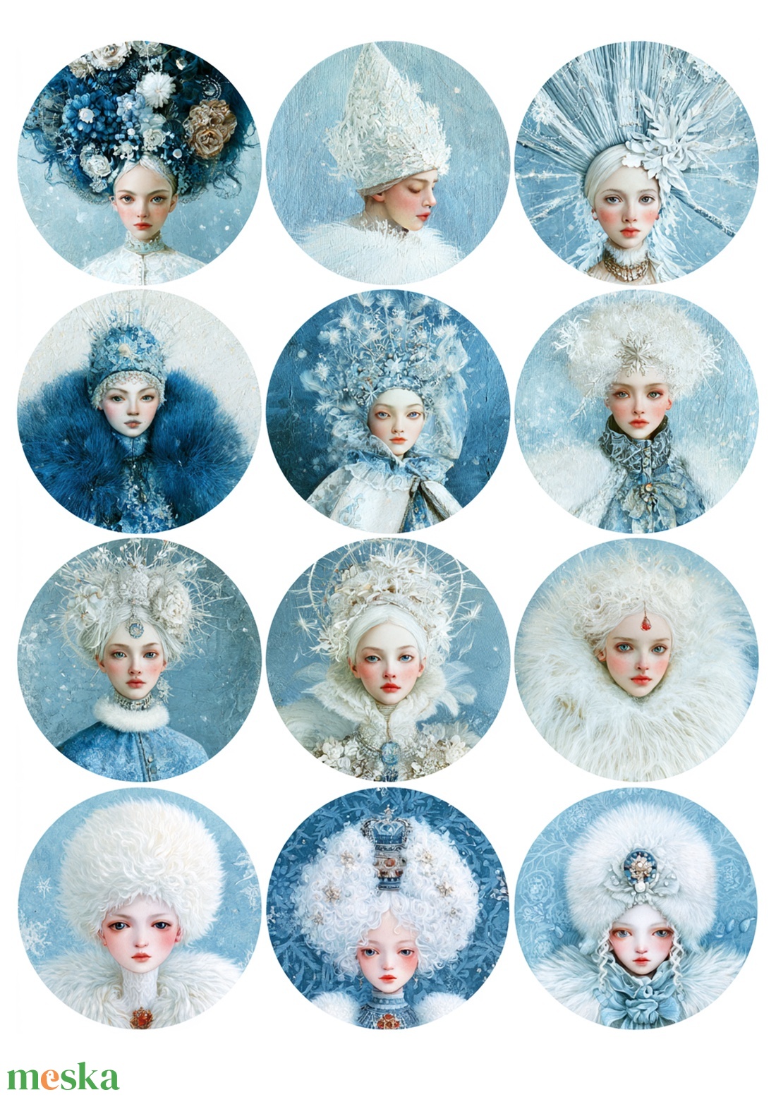 White Queens (B) � Fantázia-rizspapír, művészi rizspapír, A4-es rizspapír dekupázshoz - kellékek & szerszámok - papír - decoupage papír - Meska.hu