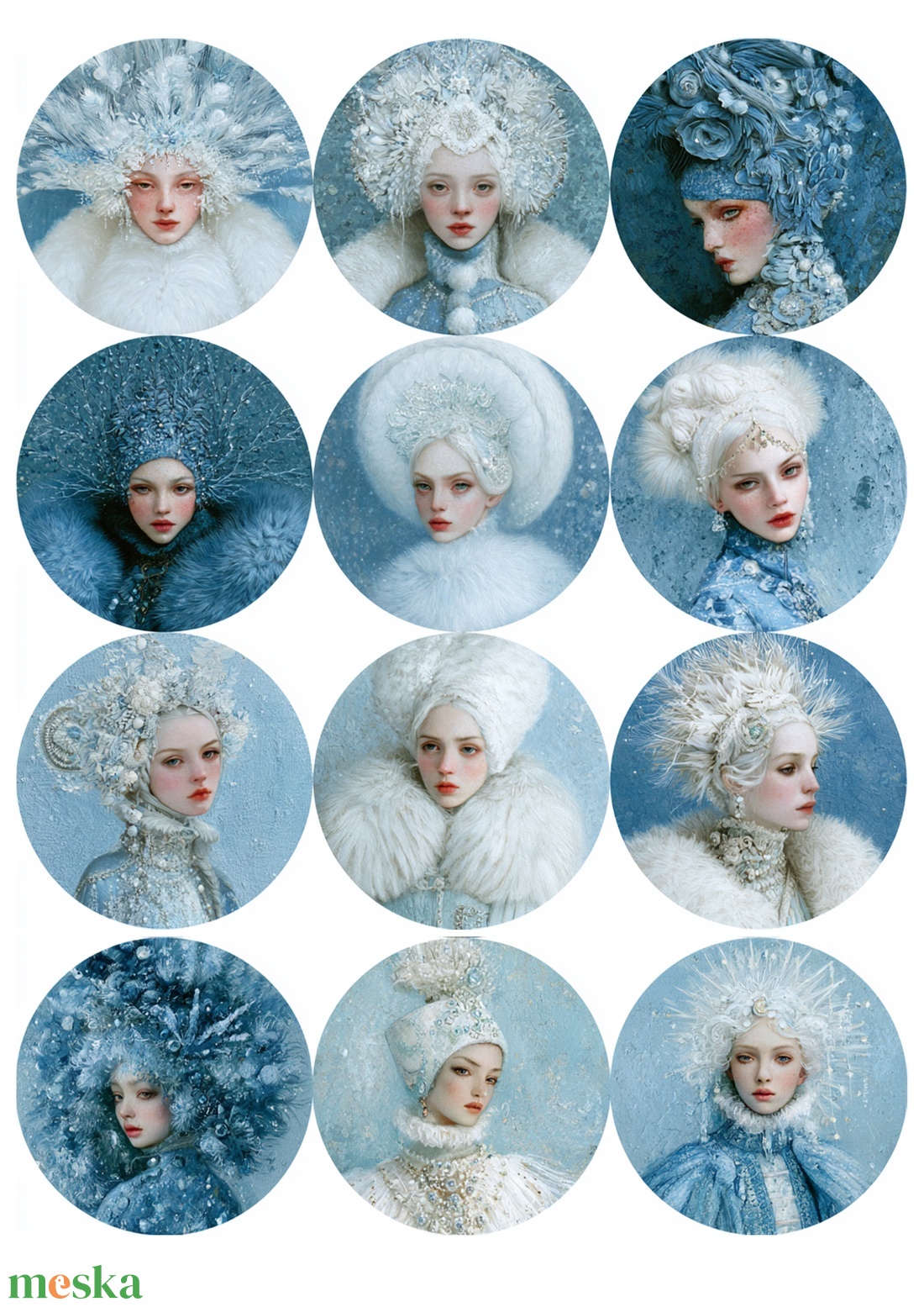 White Queens (I) � Fantázia-rizspapír, művészi rizspapír, A4-es rizspapír dekupázshoz - kellékek & szerszámok - papír - decoupage papír - Meska.hu