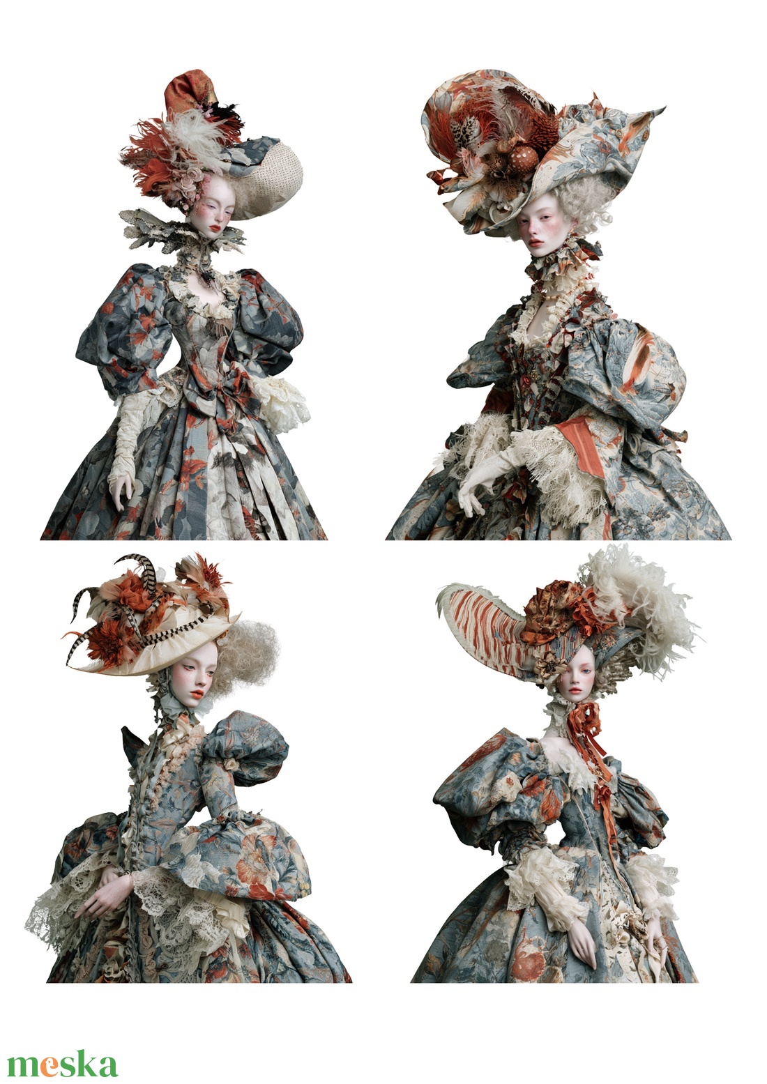 Velvet Relics � Porcelánhatású portrék rizspapíron, A4-es decoupage rizspapír - kellékek & szerszámok - papír - decoupage papír - Meska.hu