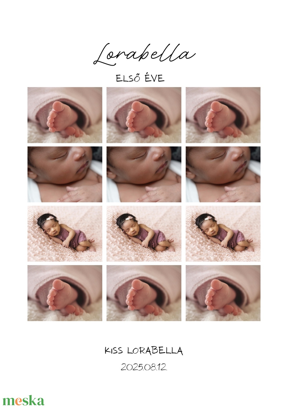 Baba első 12 hónapja  személyre szabott fotókollázs - otthon & életmód - dekoráció - kép & falikép - mozaik kép - Meska.hu