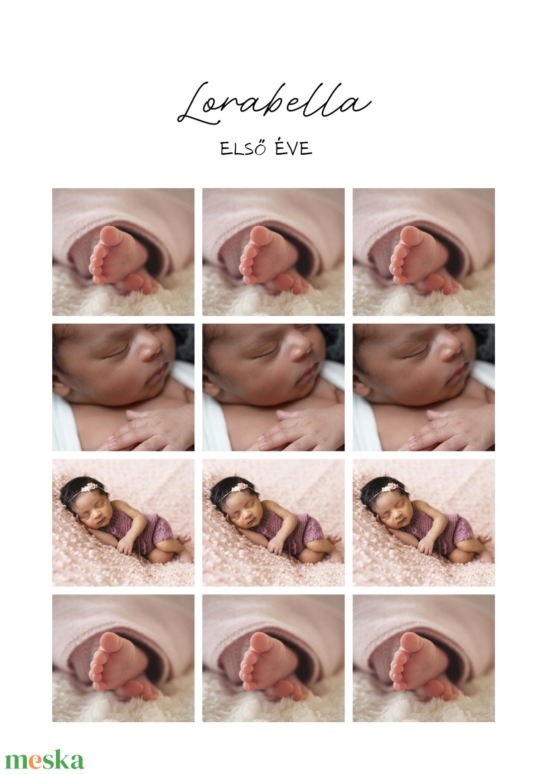 Baba első 12 hónapja  személyre szabott fotókollázs - otthon & életmód - dekoráció - kép & falikép - mozaik kép - Meska.hu