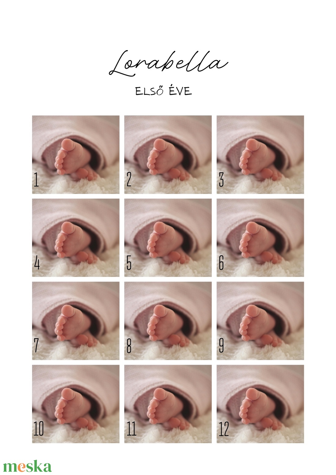 Baba első 12 hónapja  személyre szabott fotókollázs - otthon & életmód - dekoráció - kép & falikép - mozaik kép - Meska.hu