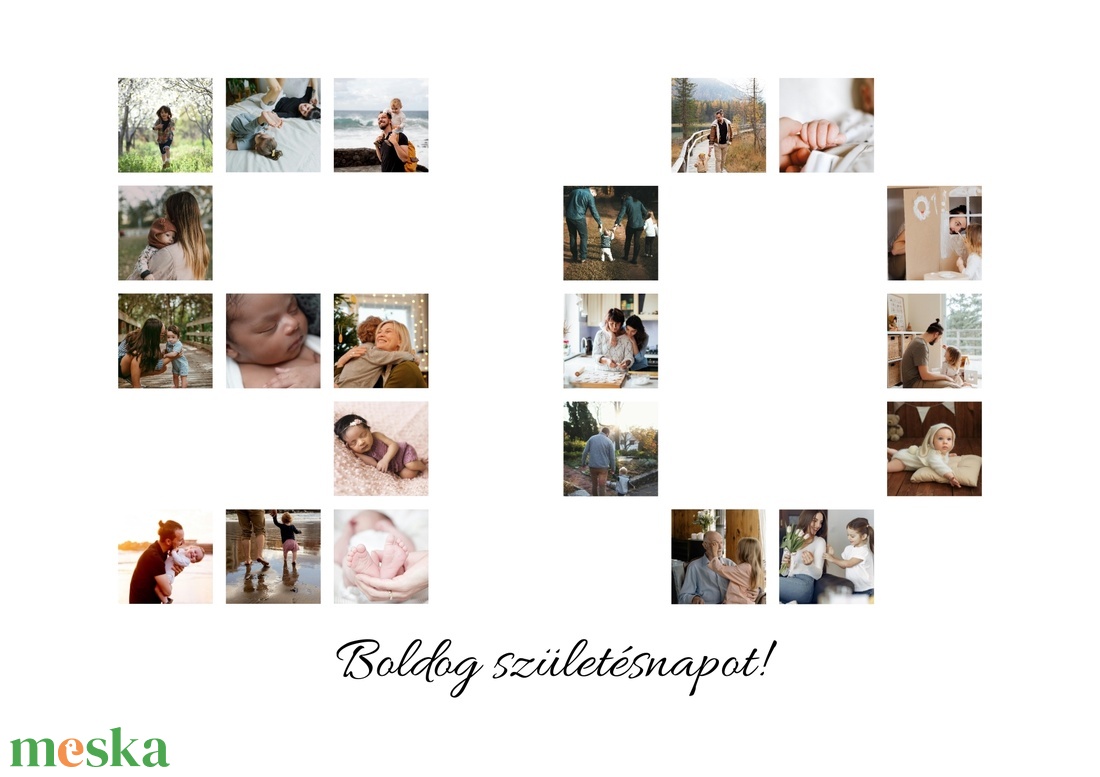 Szülinapi fotókollázs számformában - otthon & életmód - dekoráció - kép & falikép - mozaik kép - Meska.hu