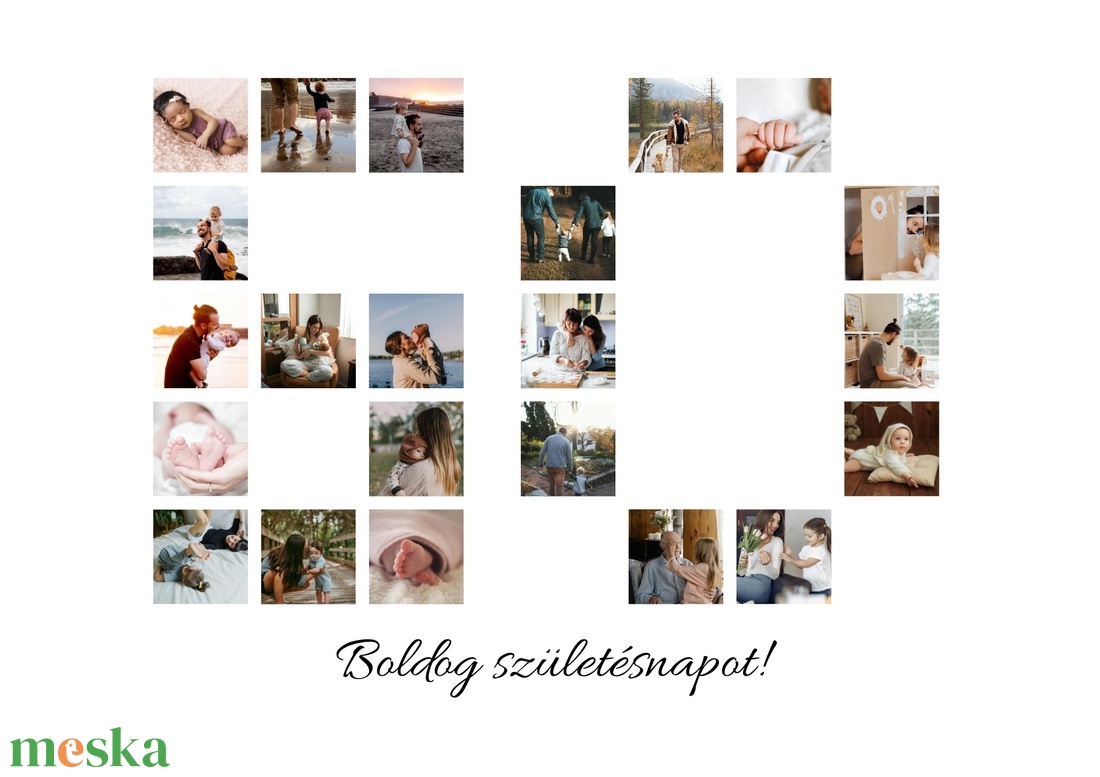 Szülinapi fotókollázs számformában - otthon & életmód - dekoráció - kép & falikép - mozaik kép - Meska.hu