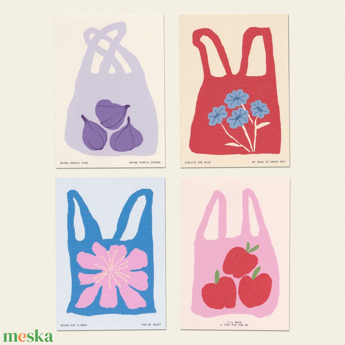 Piros szatyor � 'The Bag I Dreamed' sorozatból / Illusztrált nyomat - művészet - grafika & illusztráció - művészi nyomat - Meska.hu