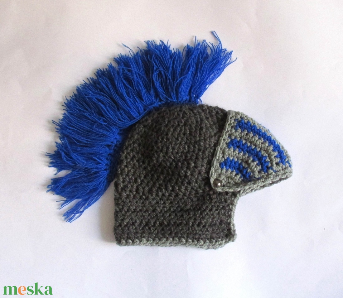 Horgolt római sisak , gladiátor sapka -szürke-kék - ruha & divat - sál, sapka, kendő - sapka - Meska.hu Horgolt római sisak , gladiátor sapka -szürke-kék - ruha & divat - sál, sapka, kendő - sapka - Meska.hu