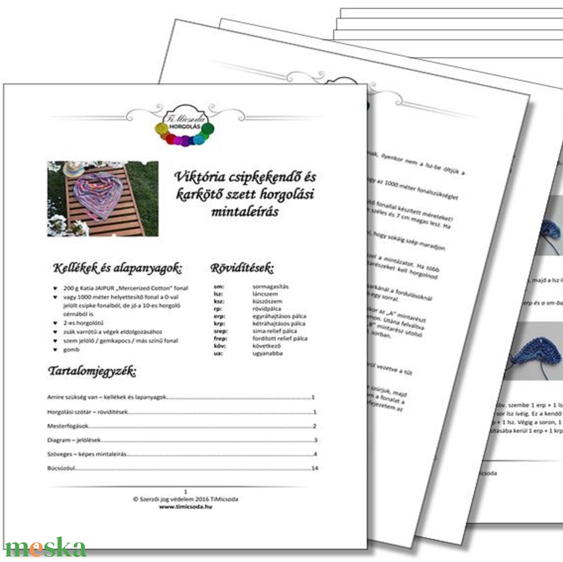 Viktória csipkekendő és karkötő szett horgolási mintaleírás - diy (csináld magad) - szabásminta, útmutató - horgolási minta - Meska.hu