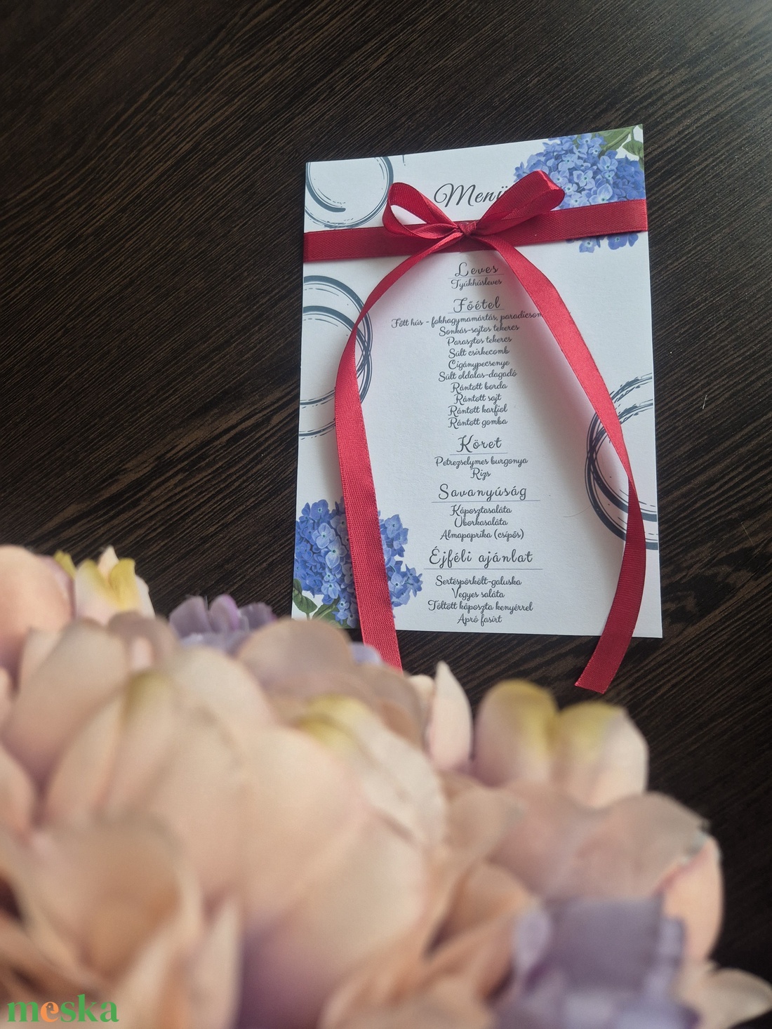 Szalagos menükártya - esküvő - dekoráció - tálalás - Meska.hu