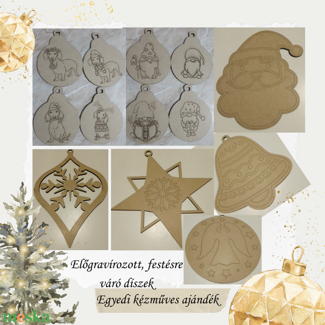 Kreatív karácsonyi díszek szett - karácsony - karácsonyi lakásdekoráció - karácsonyfadíszek - Meska.hu