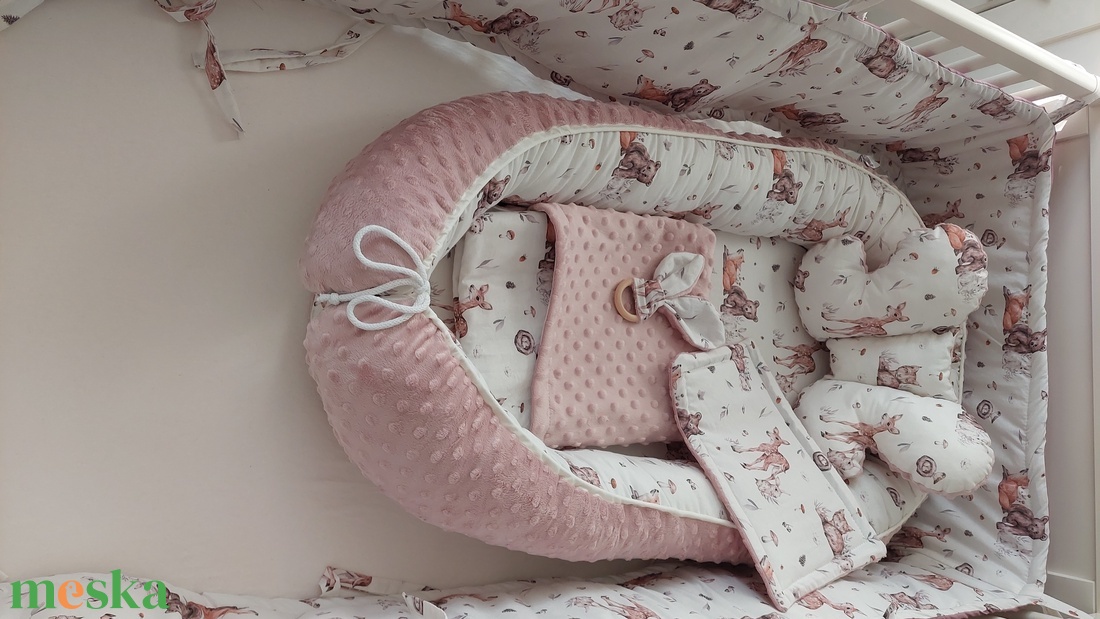 Pasztellmályva erdei állatok, XL-es babaszoba szett - baba - mama - babaágyneműk - babafészek - Meska.hu