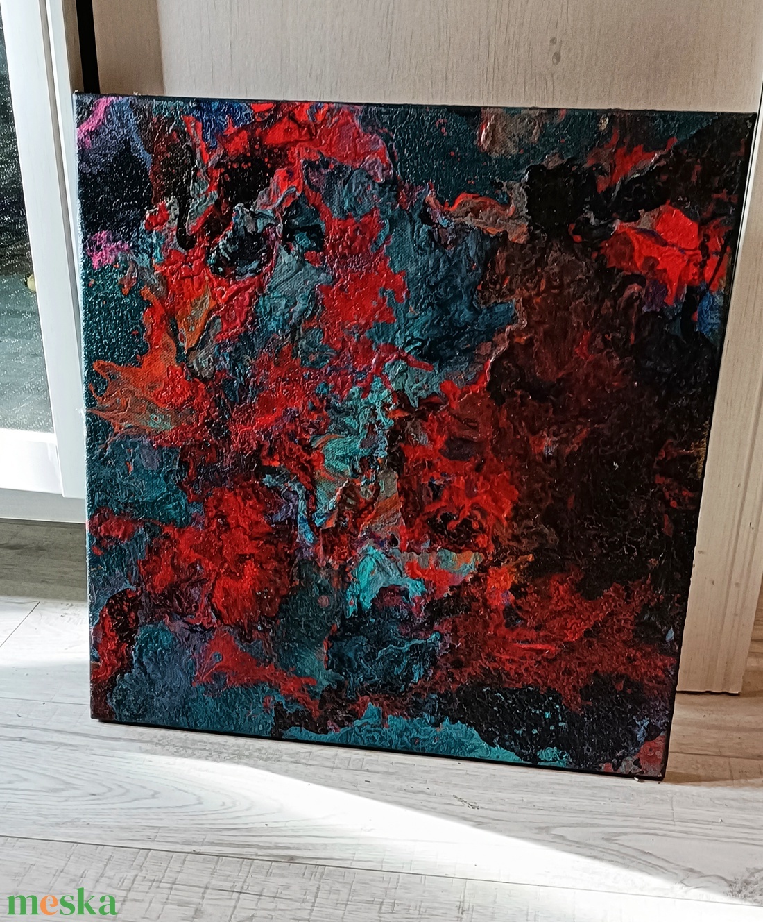 Összeolvadás 40 � 40 cm, Olaj�akril fúziós technikával készült absztrakt festmény - művészet - festmény - festmény vegyes technika - Meska.hu