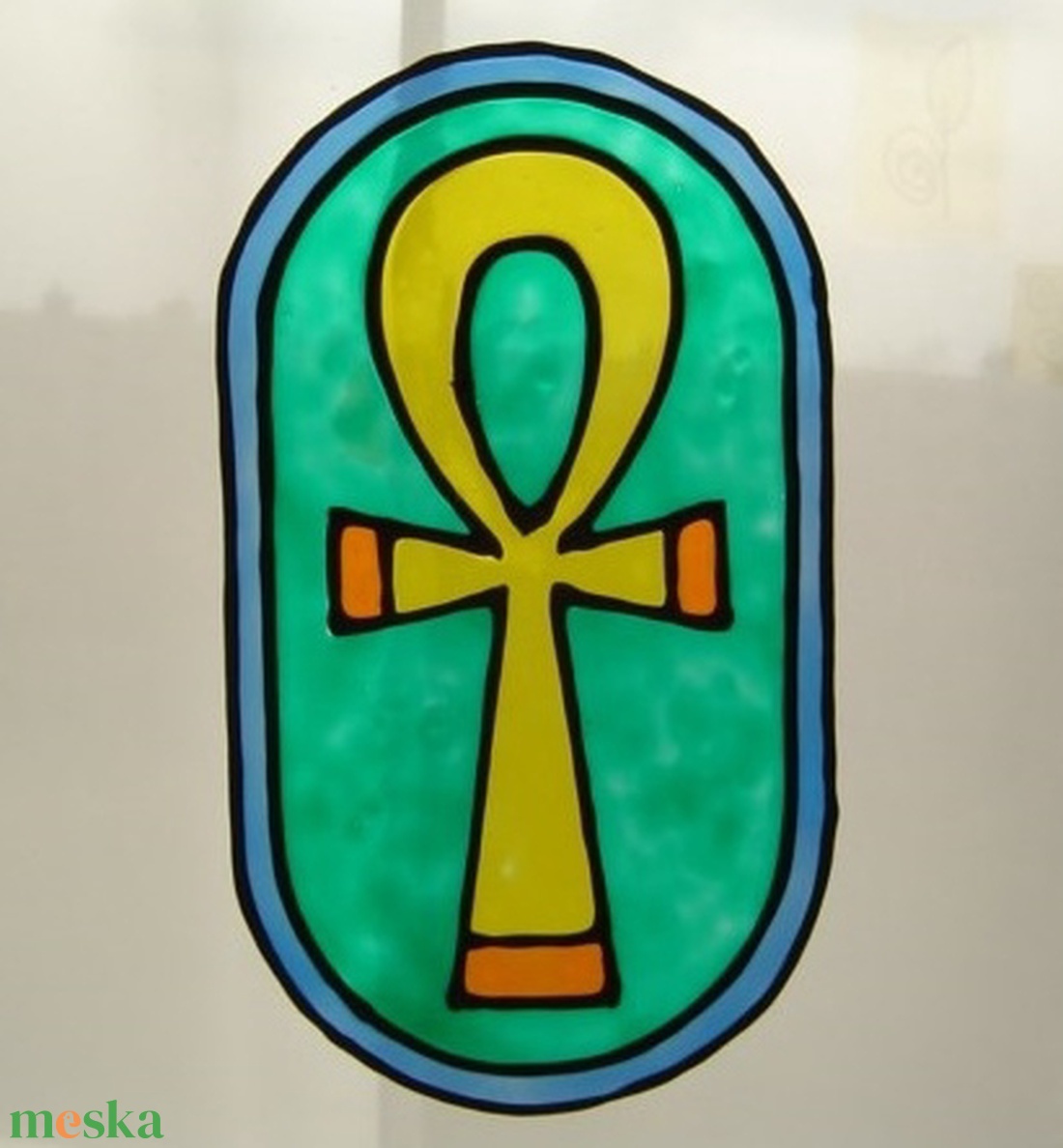 Szakrális ablakdísz, üvegmatrica, ANKH KERESZT - otthon & életmód - dekoráció - ajtó- és ablak dekoráció - ablakdísz - Meska.hu