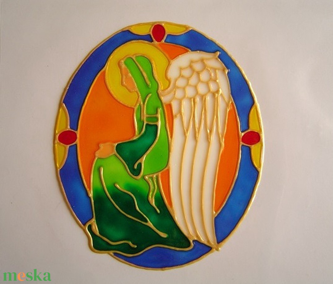 Ablakdísz, üvegmatrica, ANGYAL I. - otthon & életmód - dekoráció - ajtó- és ablak dekoráció - ablakdísz - Meska.hu