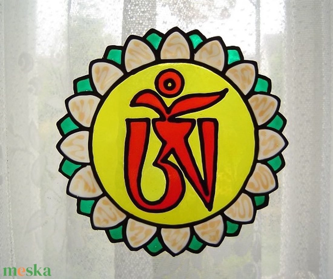 Szakrális ablakdísz, üvegmatrica, OM MANTRA - otthon & életmód - dekoráció - ajtó- és ablak dekoráció - ablakdísz - Meska.hu