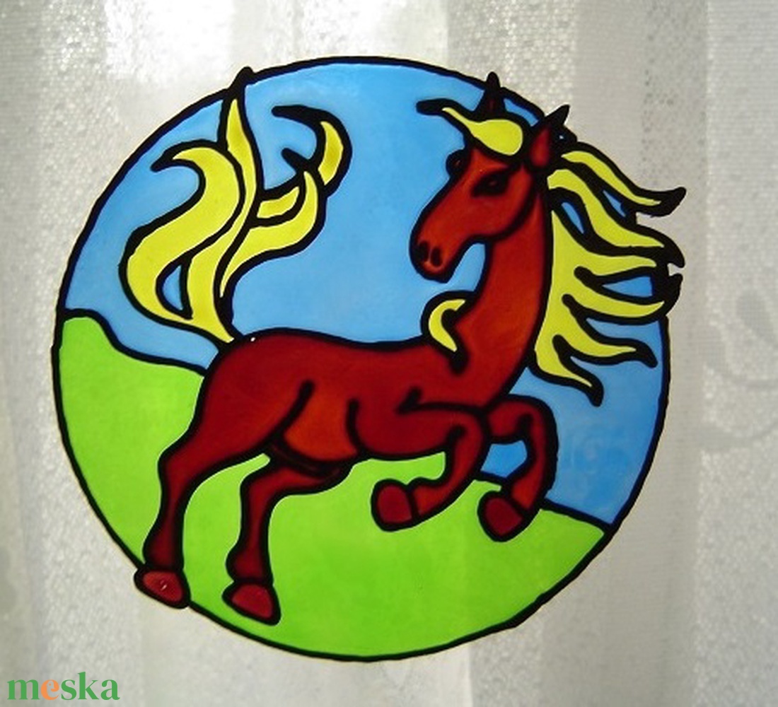 FENG SHUI ablakdísz, üvegmatrica, LÓ/CSŐDÖR - otthon & életmód - dekoráció - ajtó- és ablak dekoráció - ablakdísz - Meska.hu