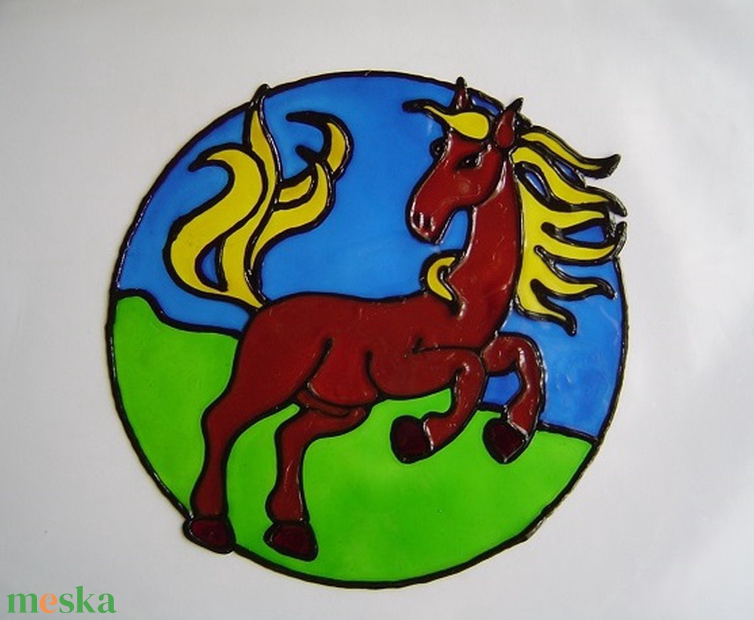 FENG SHUI ablakdísz, üvegmatrica, LÓ/CSŐDÖR - otthon & életmód - dekoráció - ajtó- és ablak dekoráció - ablakdísz - Meska.hu