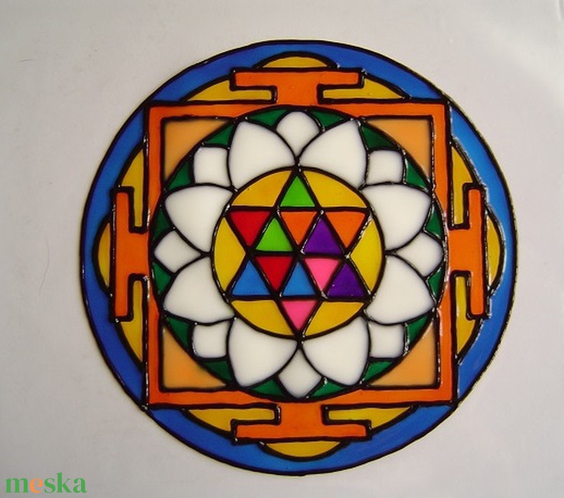 Szakrális ablakdísz, üvegmatrica, SRI YANTRA - otthon & életmód - dekoráció - ajtó- és ablak dekoráció - ablakdísz - Meska.hu
