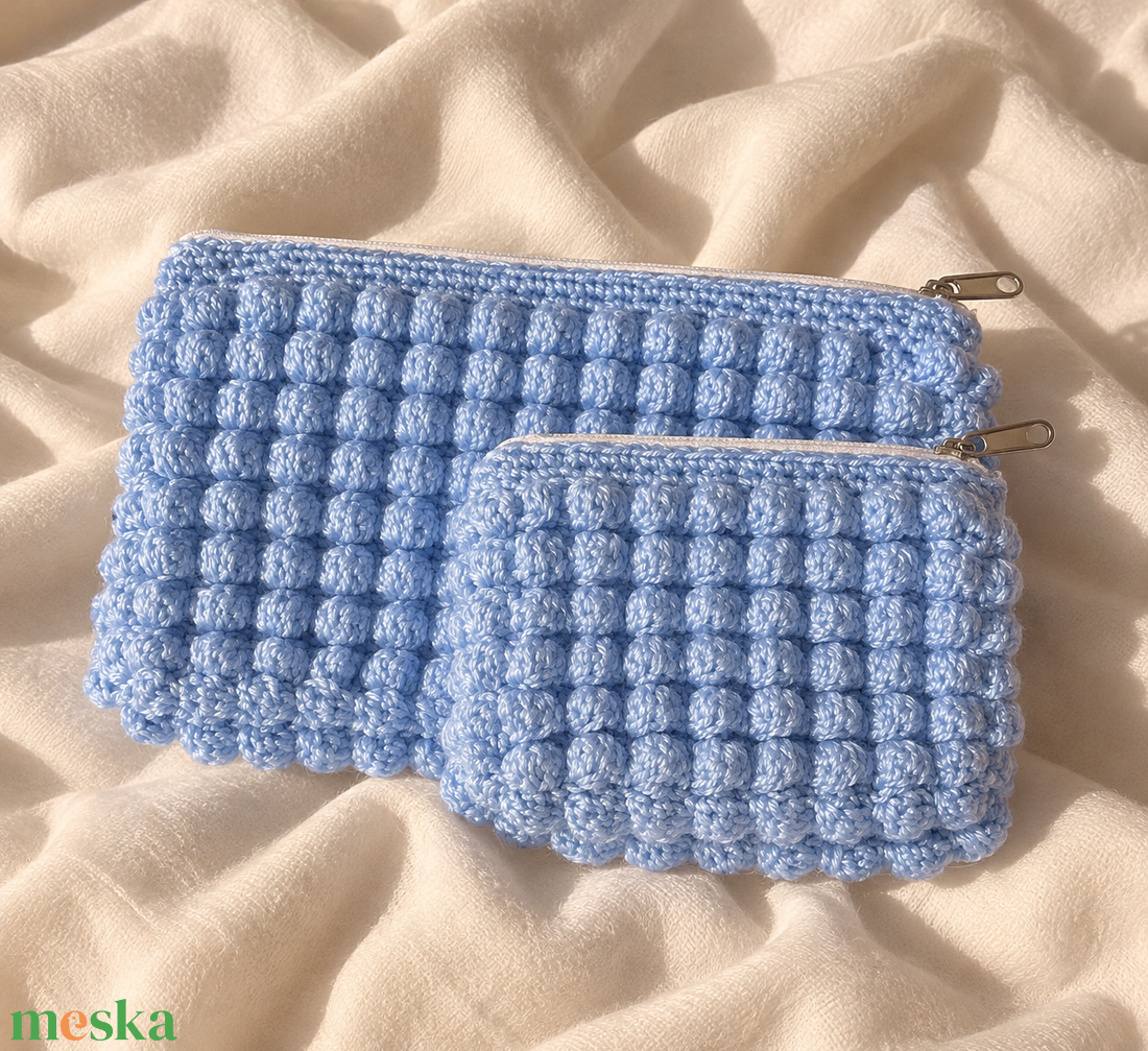 Kézzel készített buborékmintás horgolt clutch szett � Jumbo + Mini táskák � választható színekben -  - Meska.hu