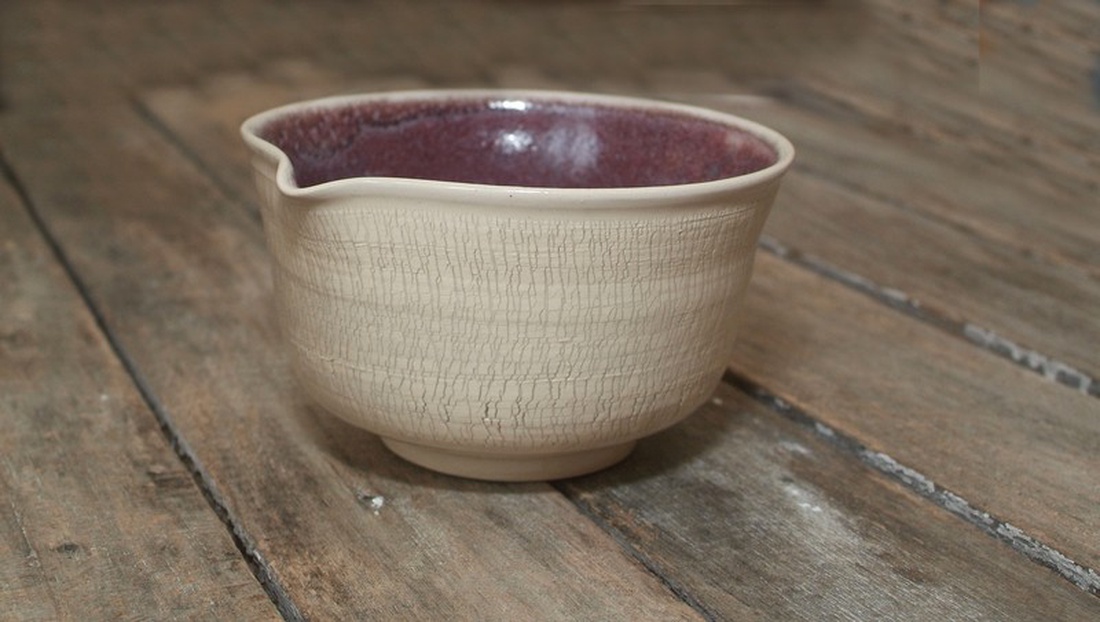 Kerámia csőrős keverőtál (repesztett) -  - Meska.hu