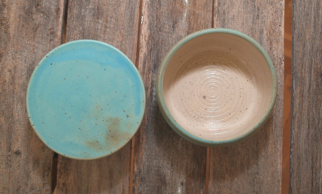 Kerámia vizes vajtartó (türkiz) -  - Meska.hu