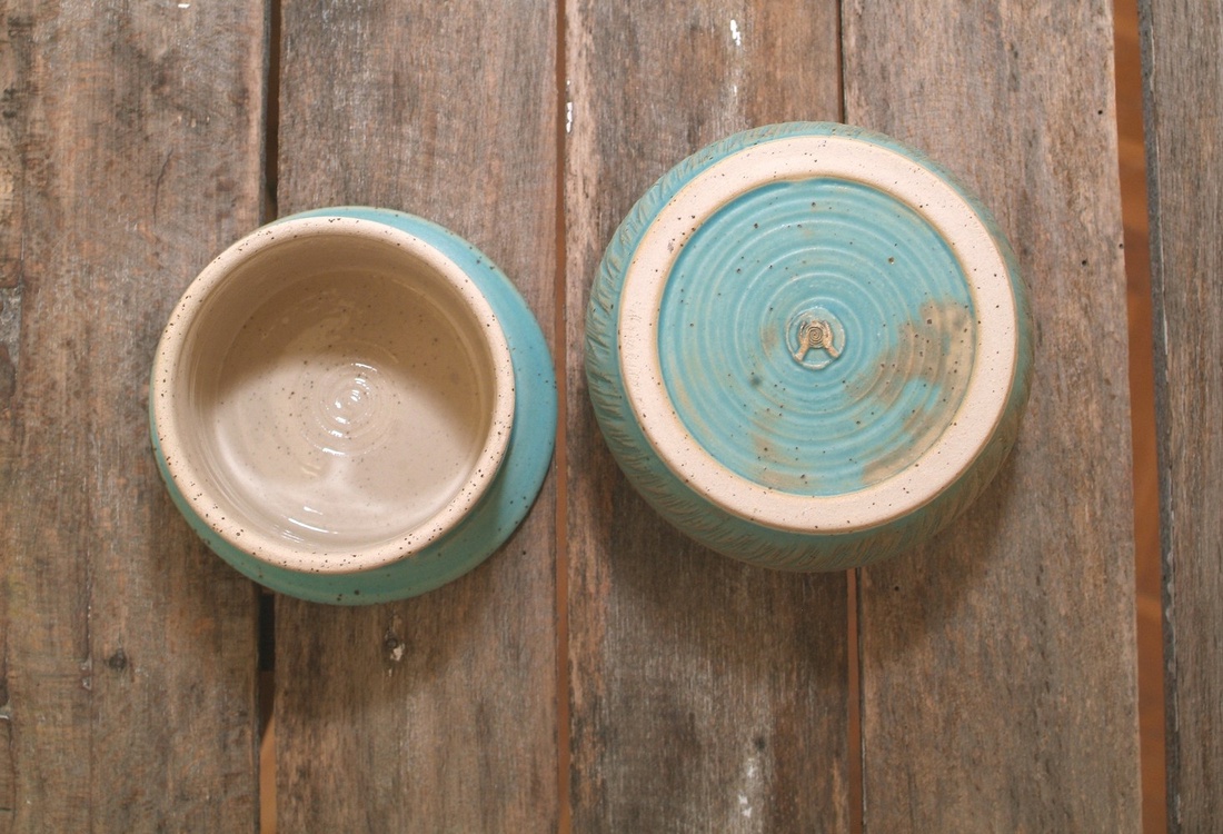 Kerámia vizes vajtartó (türkiz) -  - Meska.hu