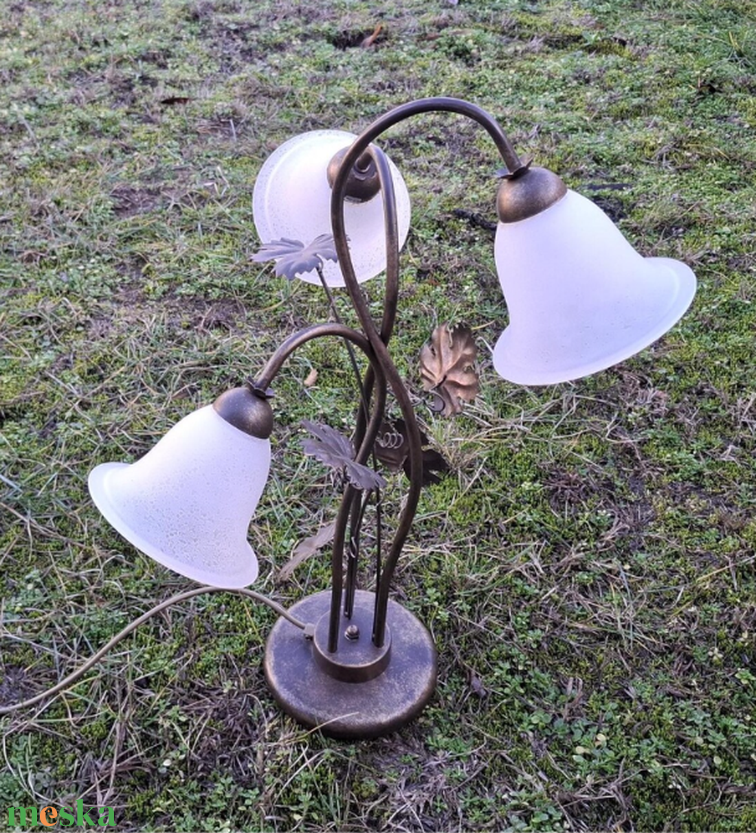 Nagy asztali viragos lampa, regi lampa - otthon & életmód - lámpa - asztali lámpa - Meska.hu