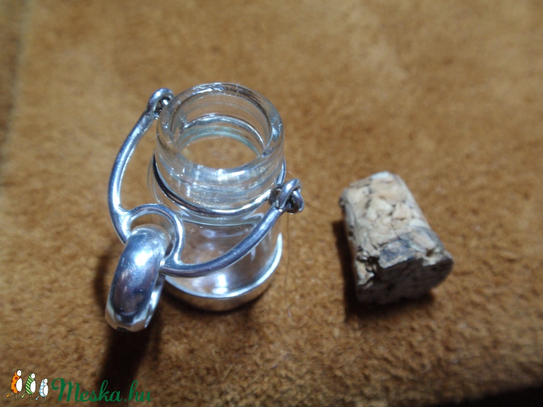 Ezüst üveg fiola amulett medál - ékszer - nyaklánc - medál - Meska.hu