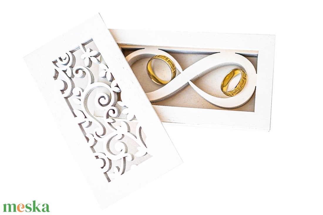 Esküvői gyűrűdoboz virágmintás fedéllel - esküvő - kiegészítők - gyűrűtartó & gyűrűpárna - Meska.hu