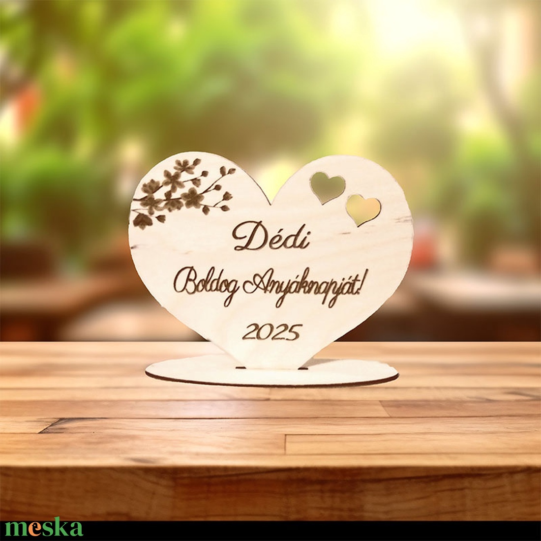 Dédinek és Mamának szív alakú talpas dísz - otthon & életmód - dekoráció - asztal és polc dekoráció - asztaldísz - Meska.hu