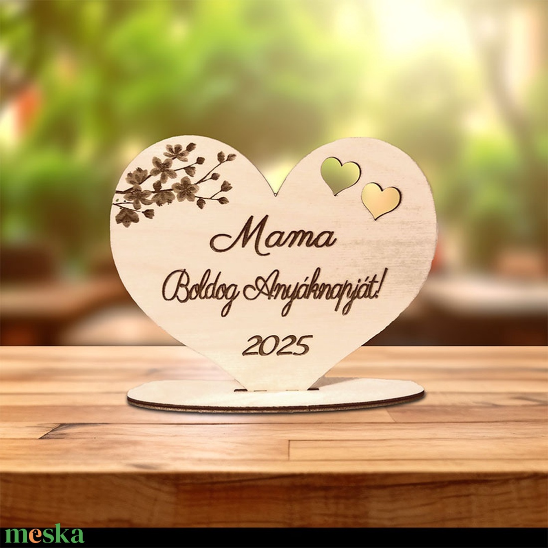 Dédinek és Mamának szív alakú talpas dísz - otthon & életmód - dekoráció - asztal és polc dekoráció - asztaldísz - Meska.hu
