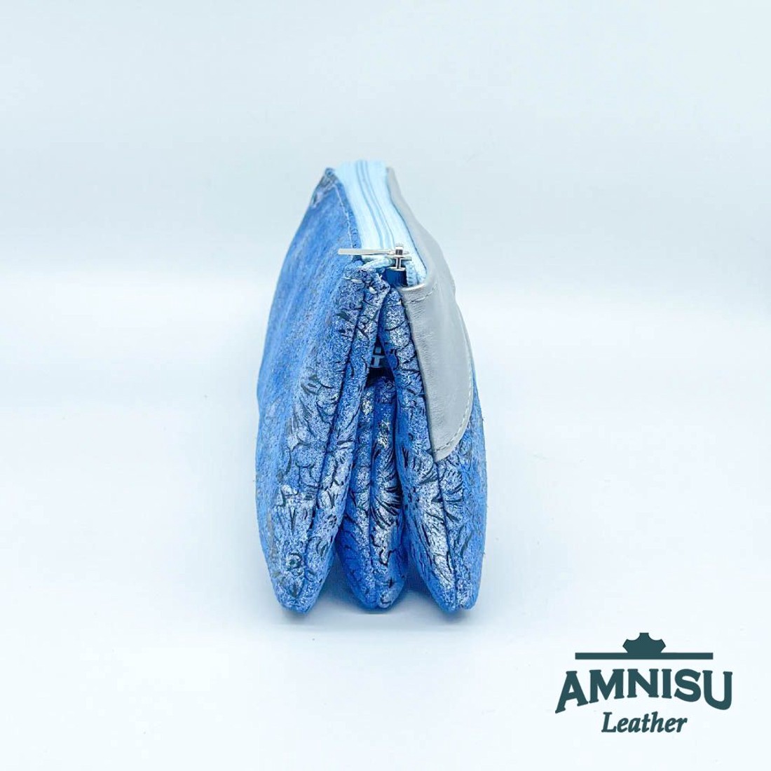 Kék virág mintás - ezüst egyenes kristály köves női pénztárca G6017 - táska & tok - pénztárca & más tok - pénztárca - női pénztárca - Meska.hu