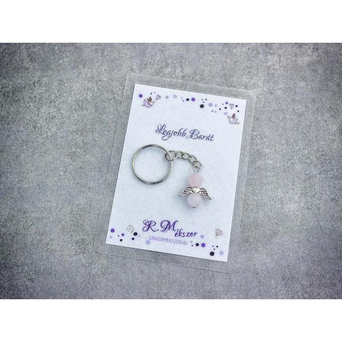 Legjobb barátomnak kulcstartó rózsakvarccal - táska & tok - kulcstartó & táskadísz - kulcstartó - Meska.hu