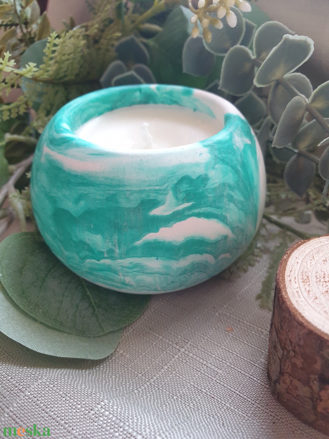 Márványos, tégelyes szójaviasz gyertya  - otthon & életmód - gyertya, illat, aroma - gyertya - Meska.hu