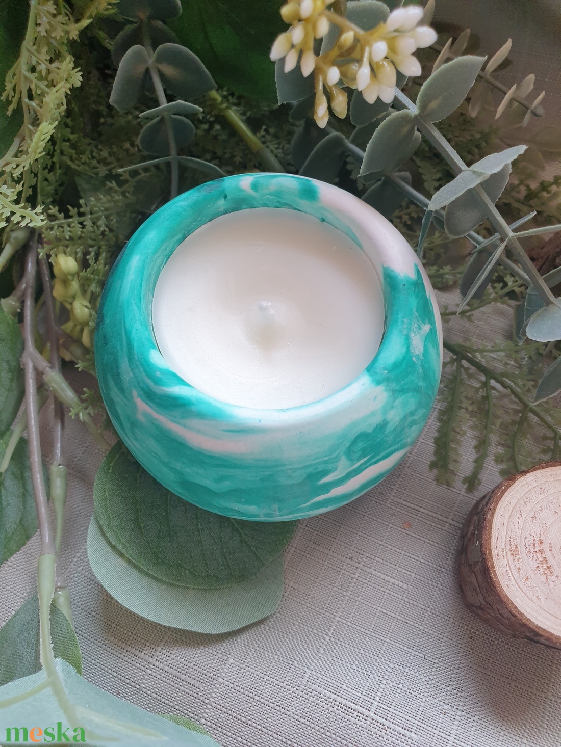 Márványos, tégelyes szójaviasz gyertya  - otthon & életmód - gyertya, illat, aroma - gyertya - Meska.hu