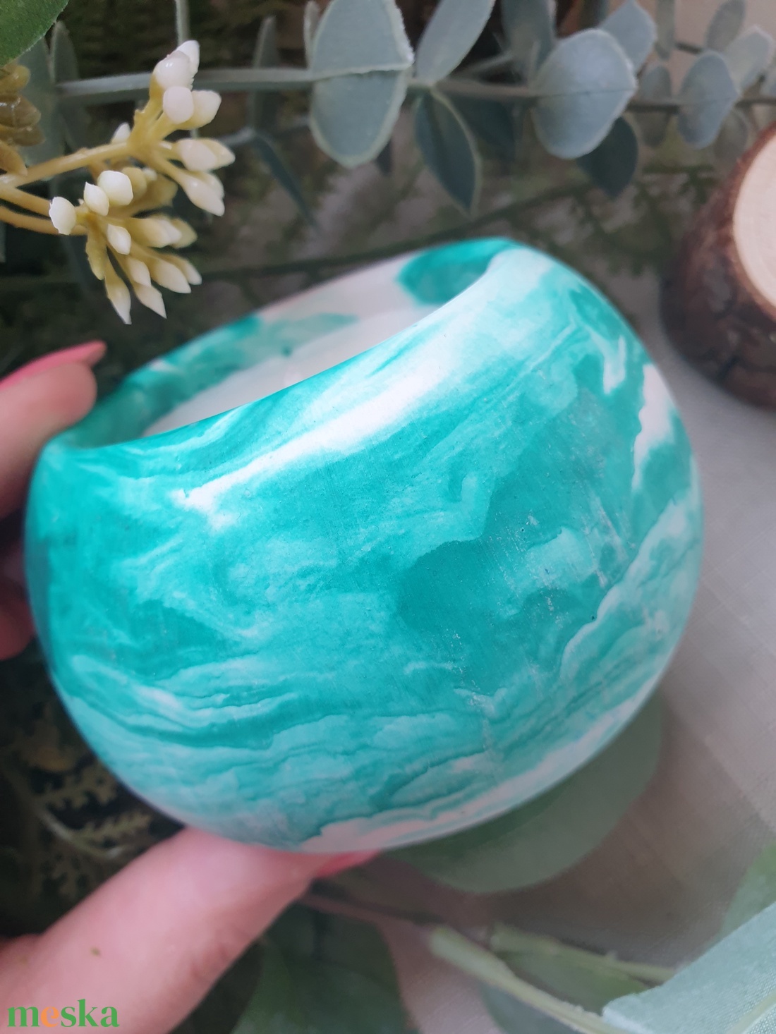 Márványos, tégelyes szójaviasz gyertya  - otthon & életmód - gyertya, illat, aroma - gyertya - Meska.hu